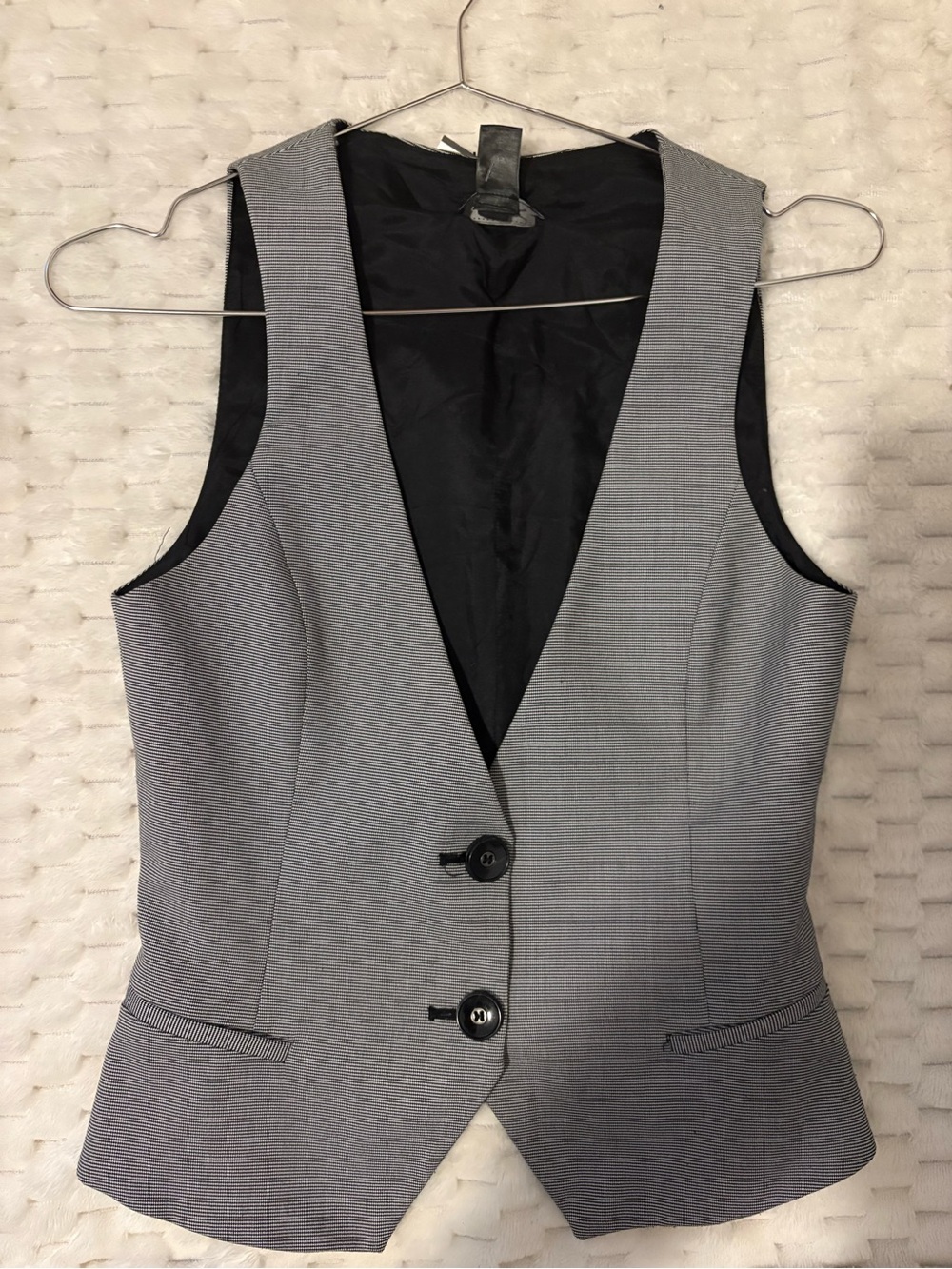 Mango Black Suit Vest with Contrast Trim